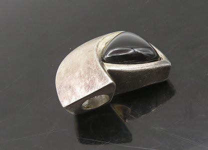 925 Sterling Silver  Vintage Black Onyx Smooth Matte Slide Pendant  PT18122
