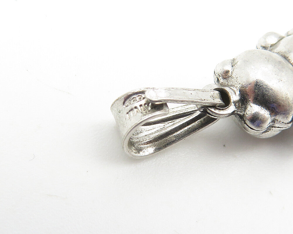 ITALY 925 Sterling Silver  Vintage Shiny Petite Teddy Bear Pendant  PT8516