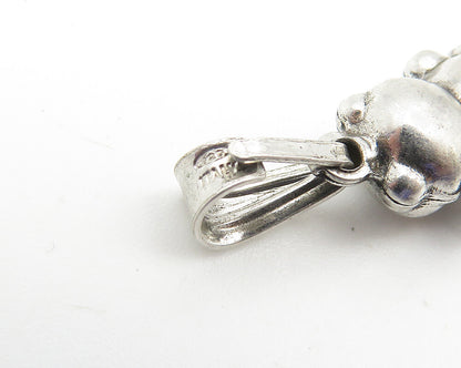 ITALY 925 Sterling Silver  Vintage Shiny Petite Teddy Bear Pendant  PT8516