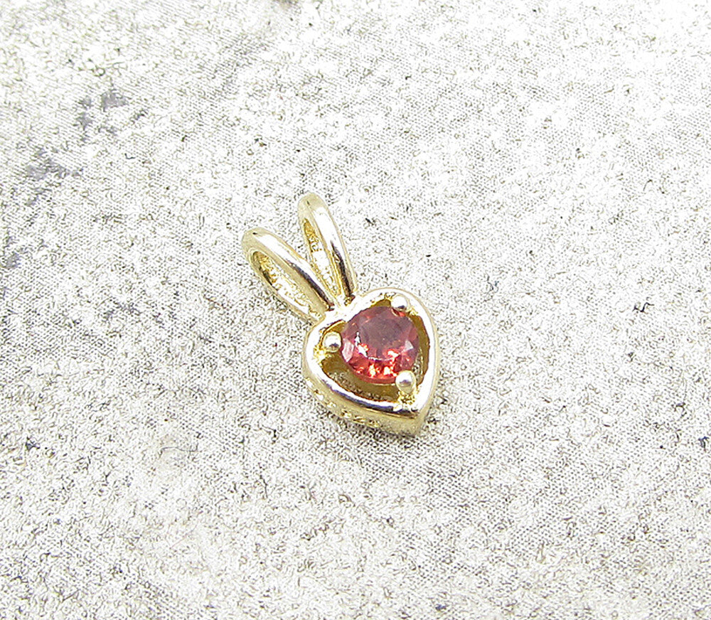 Gold Over 925 Sterling Silver Red Garnet Love Heart Slider Pendant PT1173