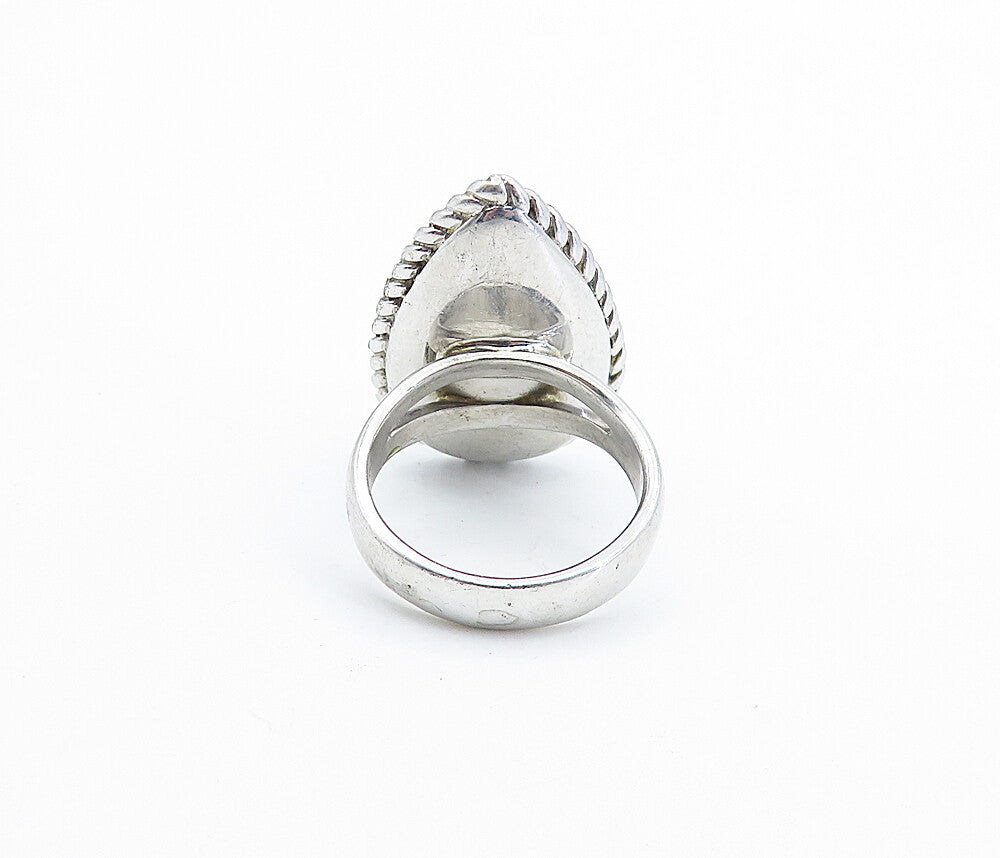 TAHARA 925 Silver  Vintage Glass Art Tear Drop Dome Cocktail Ring Sz 9  RG6658