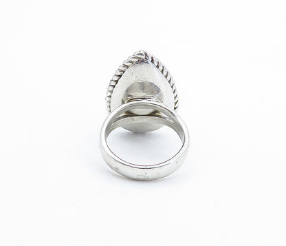 TAHARA 925 Silver  Vintage Glass Art Tear Drop Dome Cocktail Ring Sz 9  RG6658
