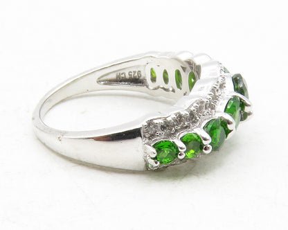 925 Sterling Silver  Peridot & Topaz Graduated Shiny Band Ring Sz 6  RG12229