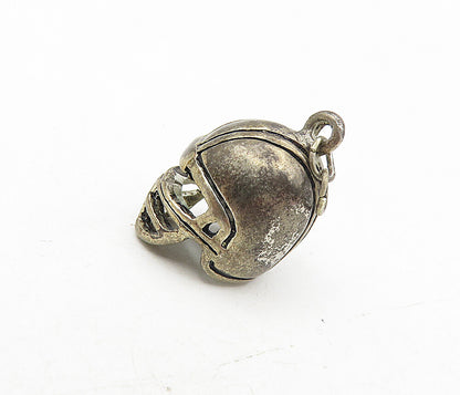 925 Sterling Silver  Vintage Dark Tone Football Helmet Sports Pendant  PT6683