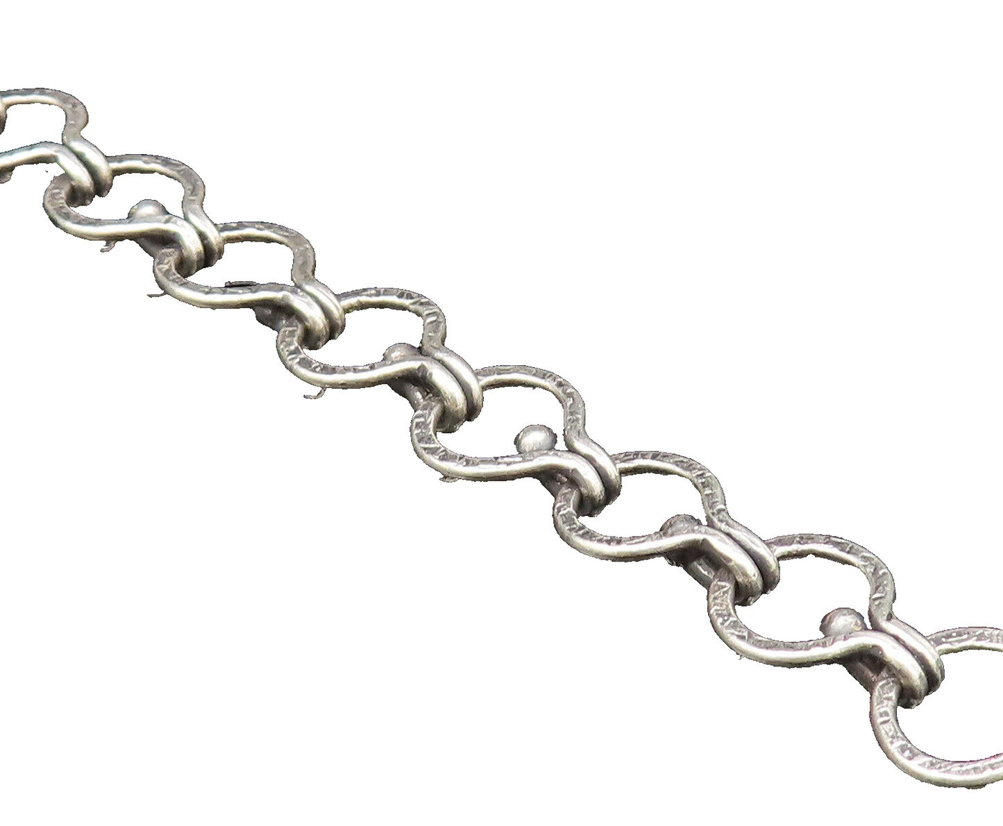 925 Sterling Silver  Vintage Hammered Open Circle Chain Bracelet  BT9733