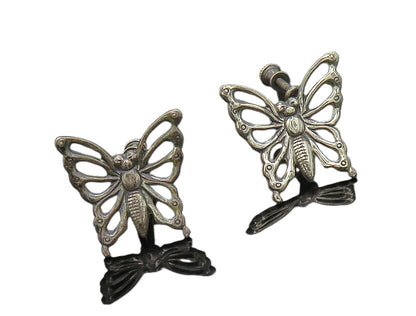 925 Sterling Silver  Vintage Dark Tone Butterfly Non Pierce Earrings  EG9857