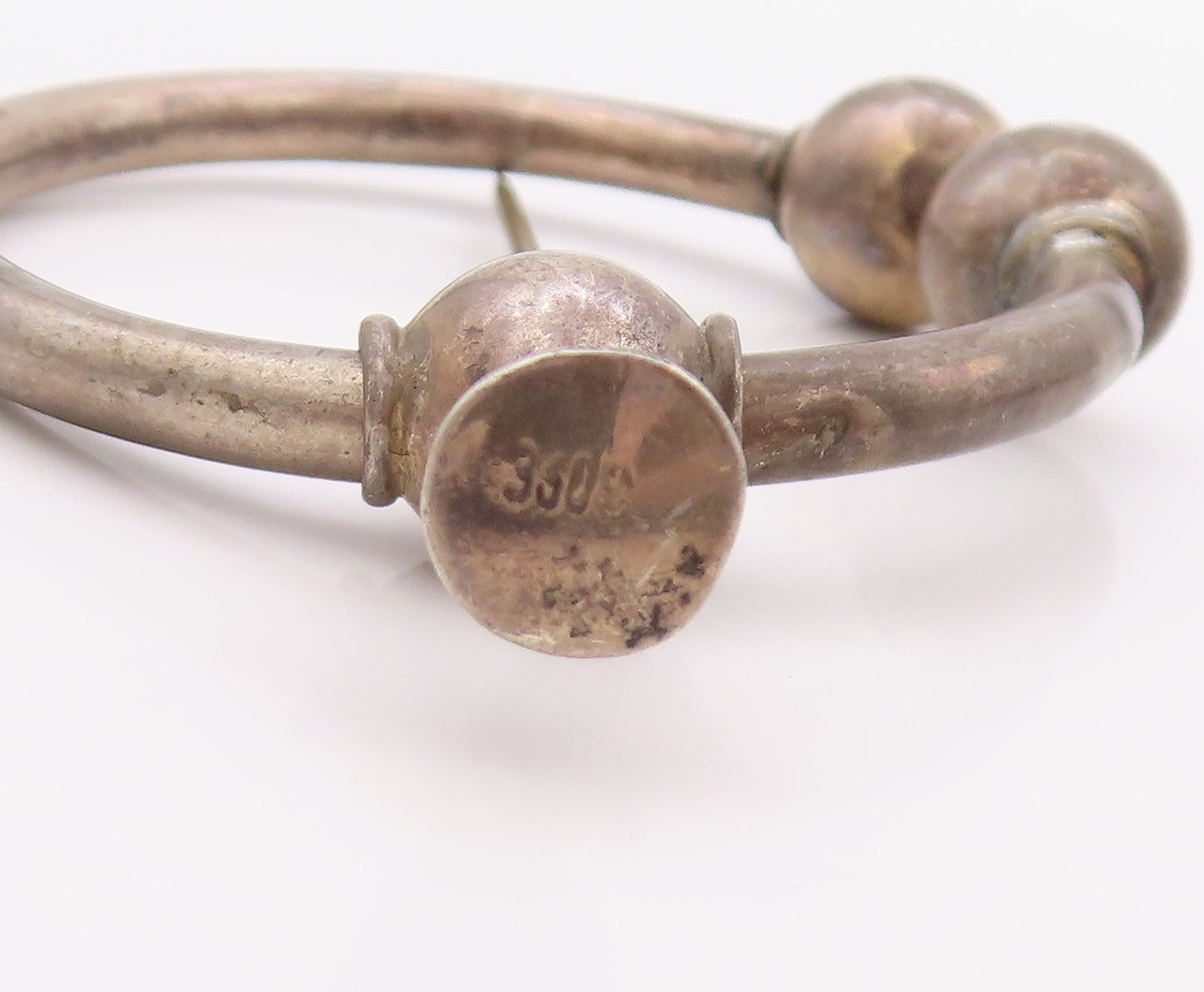 925 Sterling Silver Vintage Key Chain Antique Dark Tone Roman Penannular  TR3935