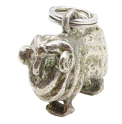 925 Sterling Silver  Vintage Petite Buffalo Animal Motif Pendant  PT13060