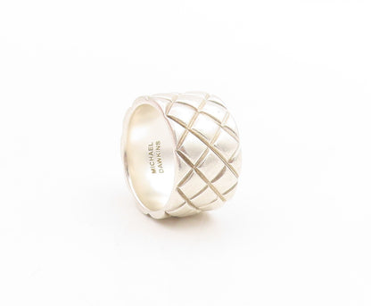 925 Sterling Silver Vintage Ring MICHAEL DAWKINS Quilted Band  Sz 6.5  RG34108