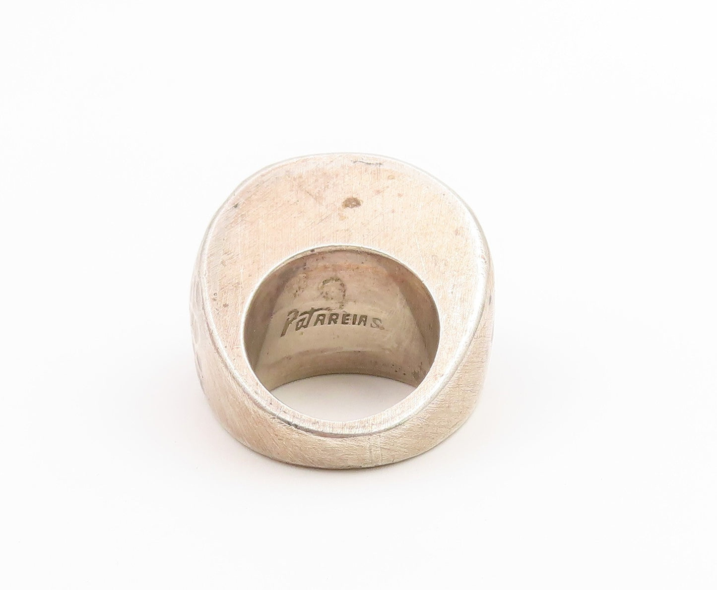 925 Sterling Silver Vintage Ring PAT ARIEAS Solid Hammered Dome  Sz 6  RG36712