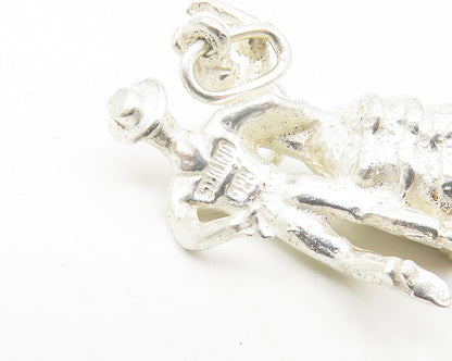 925 Sterling Silver  Vintage Shiny Petite Dancing Couple Drop Pendant  PT9028