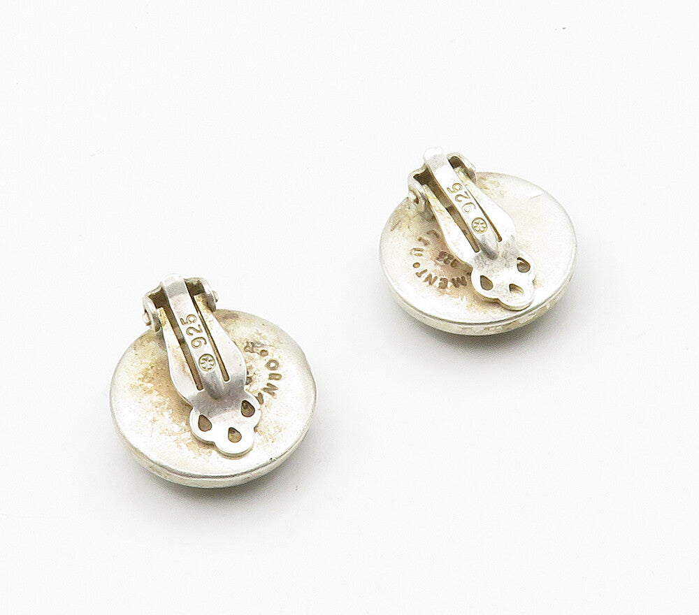 ISRAEL 925 Silver  Vintage Two Tone Non Pierce Button Drop Earrings  EG8134