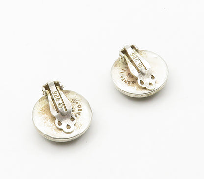 ISRAEL 925 Silver  Vintage Two Tone Non Pierce Button Drop Earrings  EG8134