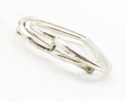 925 Sterling Silver  Vintage Shiny Double Open Love Hearts Brooch Pin  BP4660