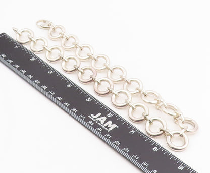 925 Sterling Silver Vintage Necklace Chunky Interlocking Circles Chain  NE4776