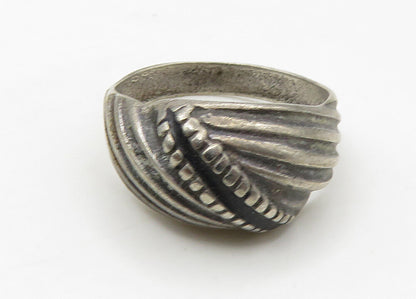 925 Sterling Silver  Vintage Dark Tone Fluted Dome Band Ring Sz 7  RG21515