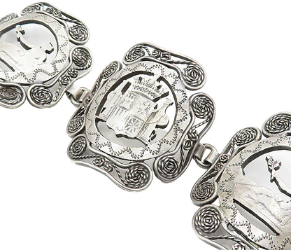 925 Sterling Silver  Vintage Antique Rope Twist Storyteller Bracelet  BT1621