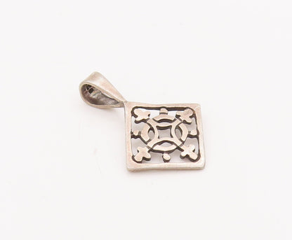 925 Sterling Silver Vintage Pendant Cutout Symmetric Pattern Carved  PT23063