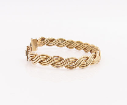 925 Sterling Silver Vintage Bracelet MMA Gold Plated Woven Design Cuff  BT10575