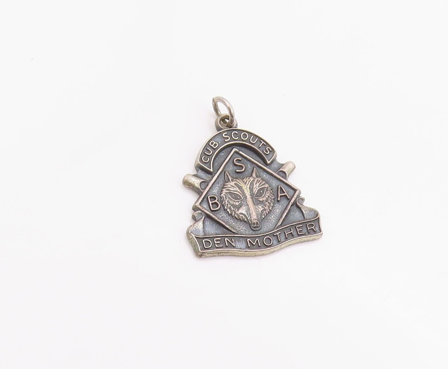 925 Sterling Silver Vintage Pendant Wolf Head Embalm Cub Scouts  PT24381