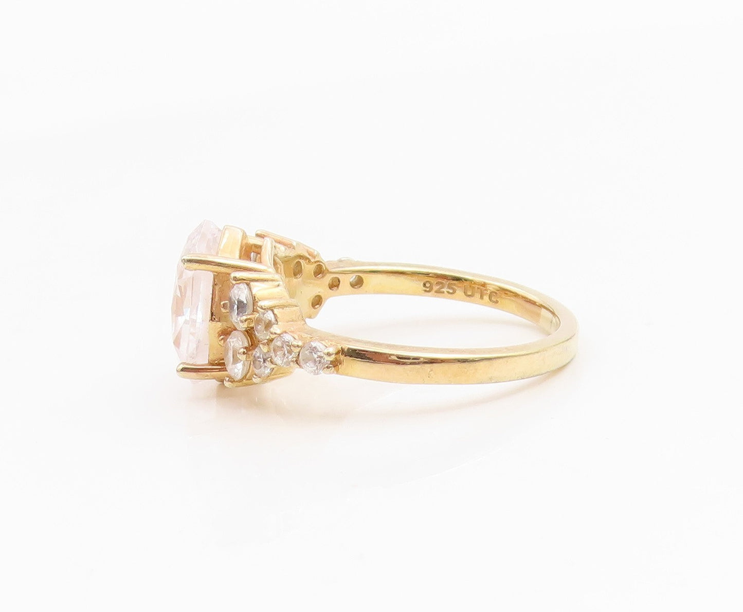925 Sterling Silver Vintage Ring Gold Plated CZ Statement Band  Sz 8  RG34974