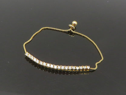 Gold Over 925 Silver  Cubic Zirconia Adjustable Child Box Chain Bracelet BT1101