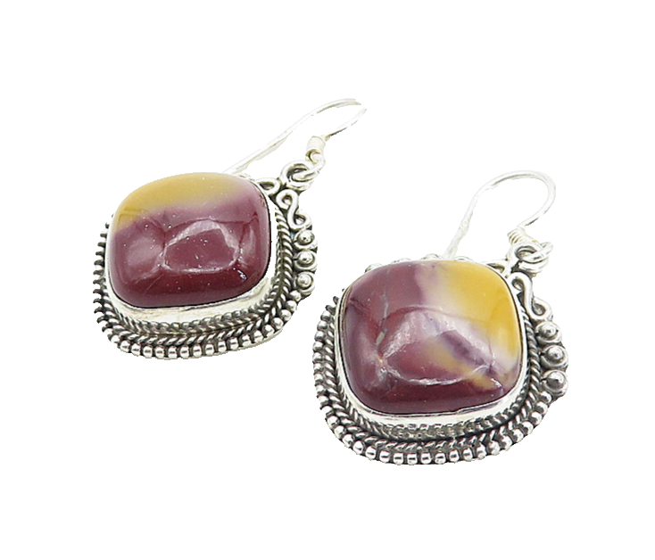 925 Sterling Silver  Vintage Cabochon Cut Agate Swirl Dangle Earrings  EG3152