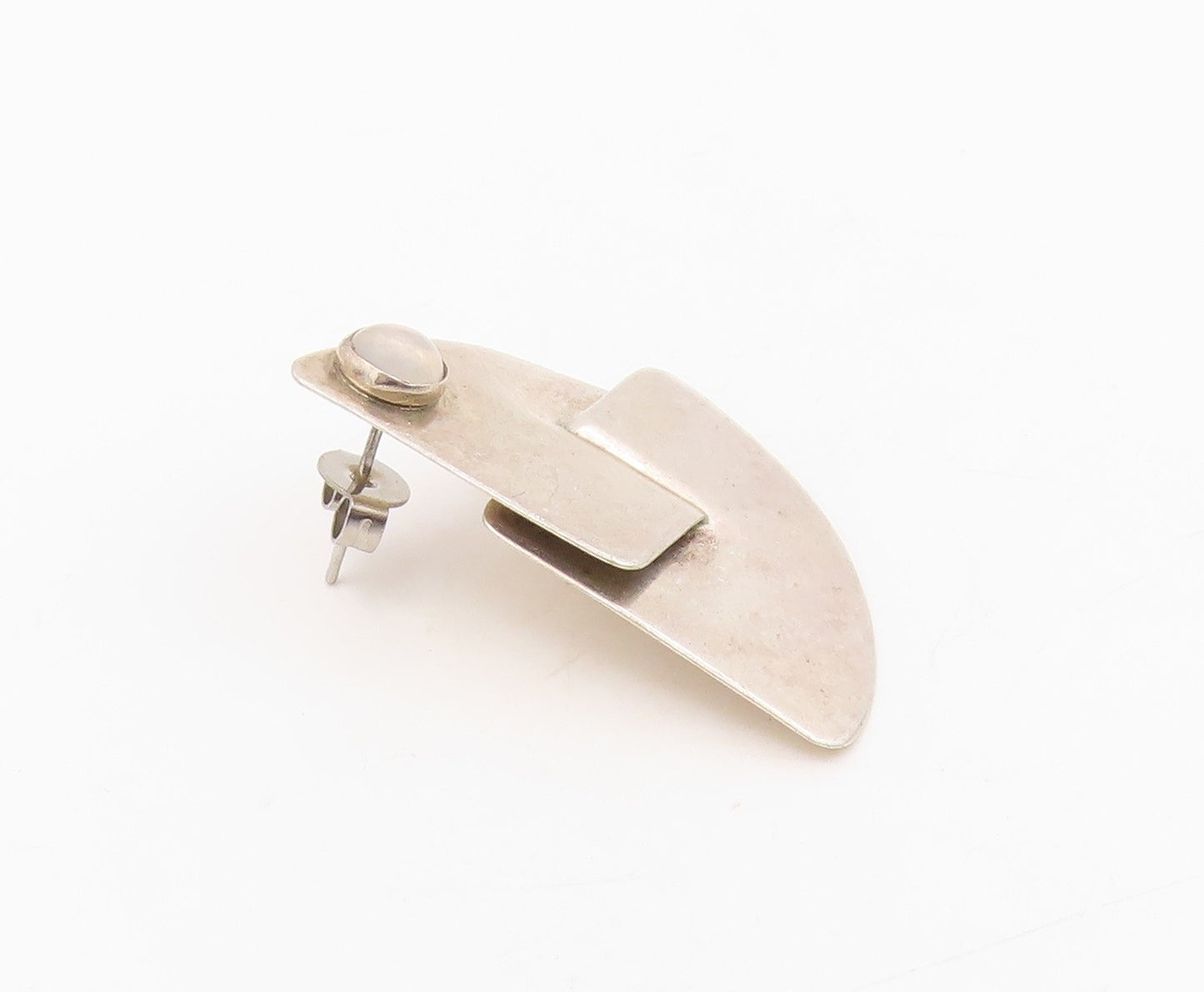 925 Sterling Silver Vintage Earrings GFMW Round Moonstone Abstract Stud  EG13892