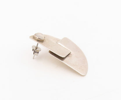 925 Sterling Silver Vintage Earrings GFMW Round Moonstone Abstract Stud  EG13892