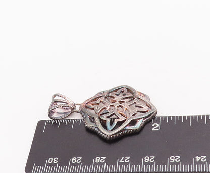 925 Sterling Silver Vintage Pendant Solid Cutout Floral Design  PT23336