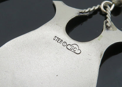 SILVER CLOUD 925 Sterling Silver  Vintage Etched Vase Dangle Earrings  EG10466