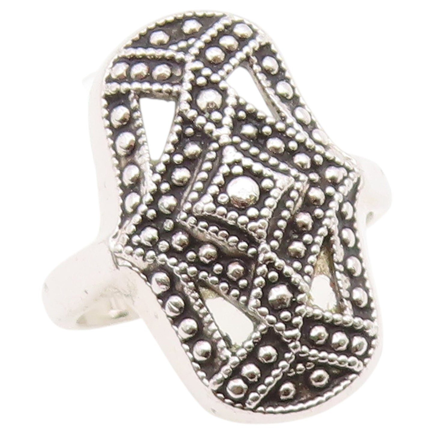925 Sterling Silver Vintage Ring Classic Geometric Shield Band  Sz 6.5  RG36811