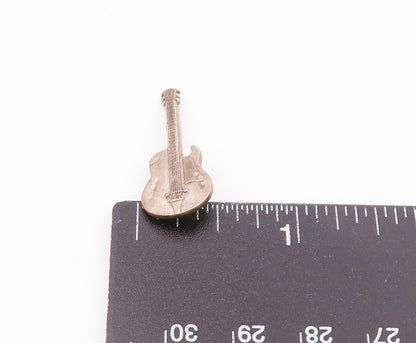 925 Sterling Silver  Vintage Petite Electric Guitar Dark Tone Pendant  PT16788