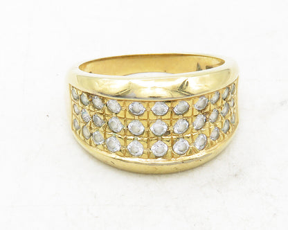 ROSS SIMON 925 Silver  White Topaz Gold Plated Tapered Band Ring Sz 7  RG12616