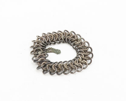 925 Sterling Silver  Vintage Dark Tone Round Link Chain Bracelet  BT7482