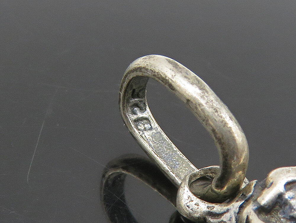 925 Sterling Silver  Vintage Dark Tone Cupid Angel Love Heart Pendant  PT19586