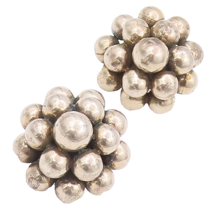 925 Sterling Silver Vintage Earrings MEXICO Heavy Solid Bead Cluster  EG12930