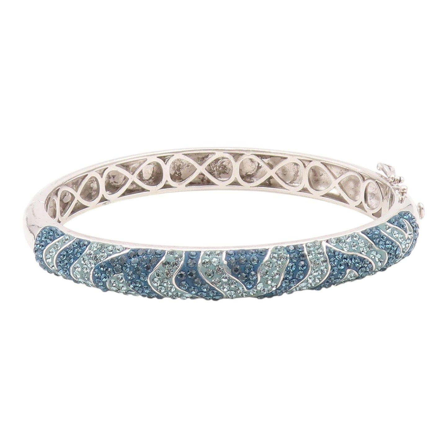 SWAROVSKI 925 Sterling Silver  Vintage Crystal Pattern Bangle Bracelet  BT8415