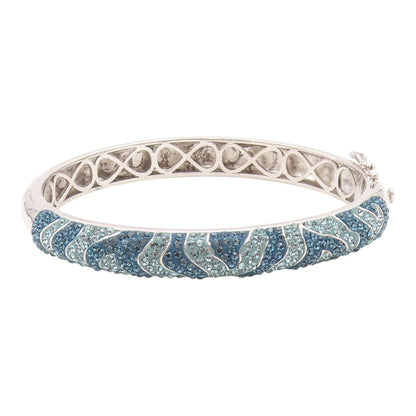 SWAROVSKI 925 Sterling Silver  Vintage Crystal Pattern Bangle Bracelet  BT8415