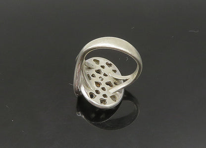925 Sterling Silver  Vintage Shiny Cutout Detail Heart Band Ring Sz 7  RG23550