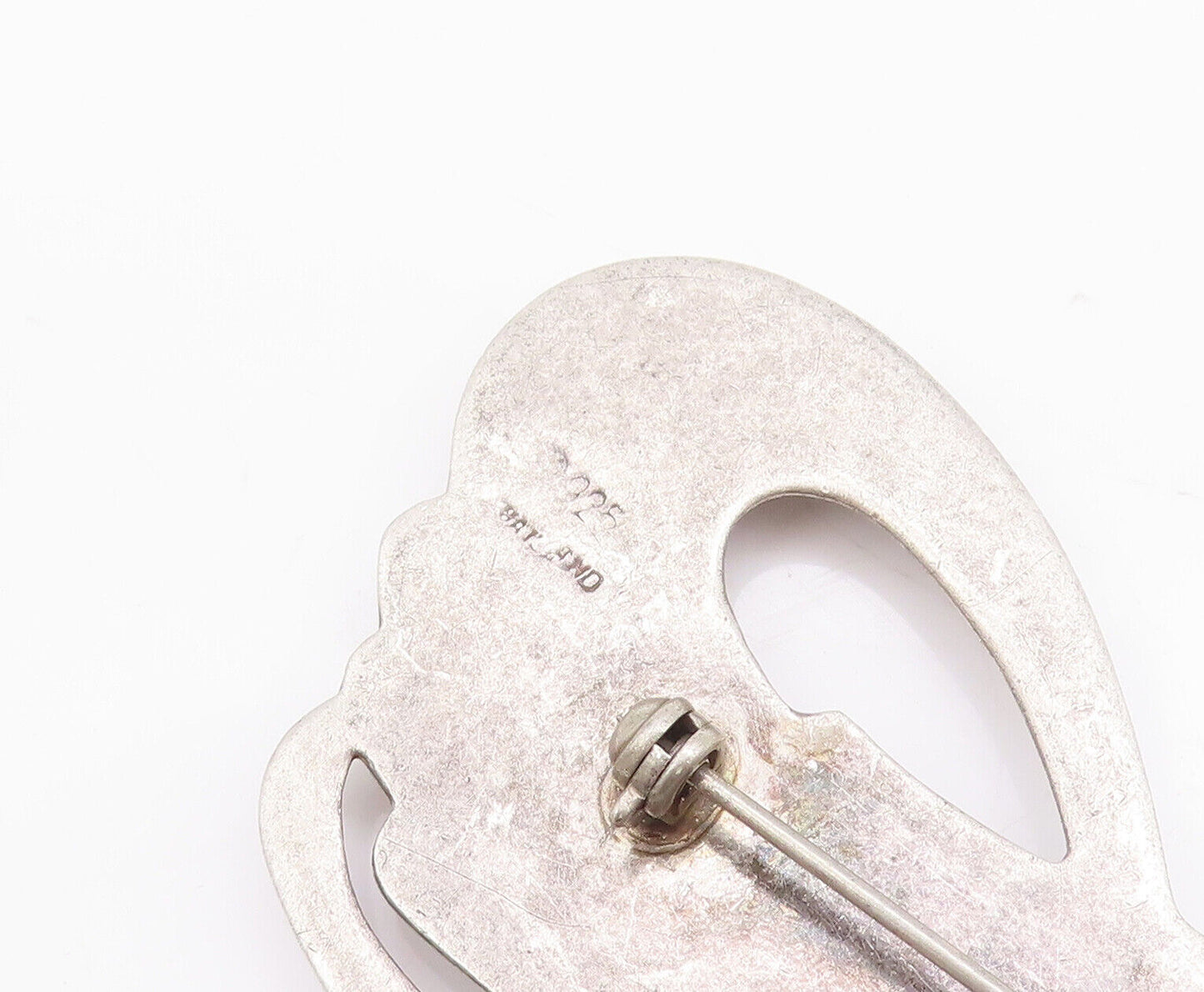925 Sterling Silver Vintage Brooch Pin Minimalist Solid Carved Swirls  BP10880
