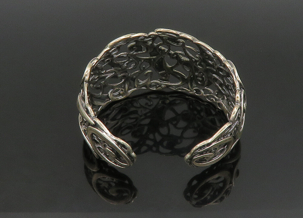 CAROLYN POLLACK 925  Silver  Vintage Shiny Swirl Vine Cuff Bracelet  BT9158