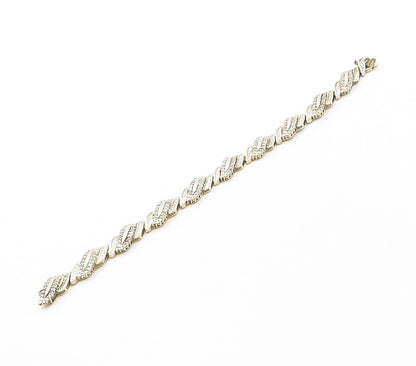 925 Sterling Silver  Shiny Genuine Diamonds Hinge Link Chain Bracelet  BT6283