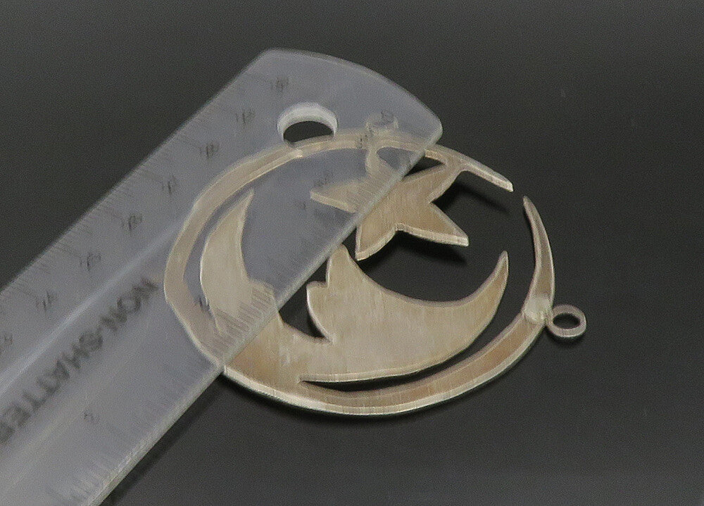 925 Sterling Silver  Vintage Crescent Moon Face & Star Pendant  PT18878