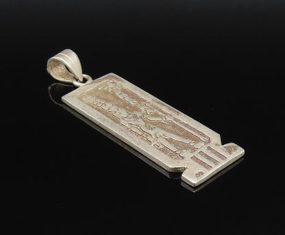 925 Sterling Silver  Vintage Carved Egyptian Pharoah Medal Pendant  PT21421