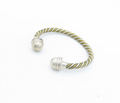 MEXICO 925 Sterling Silver  Vintage Two Tone Twist Dome Cuff Bracelet  BT1603