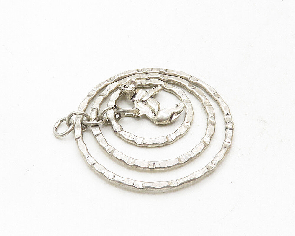 925 Sterling Silver  Vintage Shiny Graduated Open Circles Pendant  PT7491