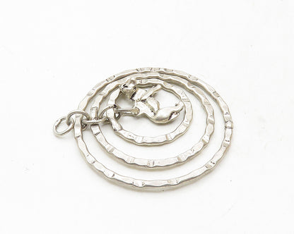 925 Sterling Silver  Vintage Shiny Graduated Open Circles Pendant  PT7491