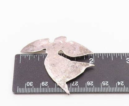 925 Sterling Silver  Vintage Hammered Angel Silhouette Brooch Pin  BP9279