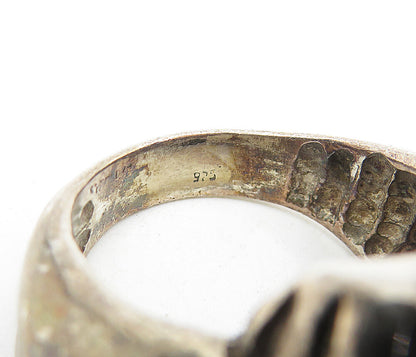 925 Sterling Silver  Vintage Modernist Dark Tone Large Band Ring Sz 10  RG5447